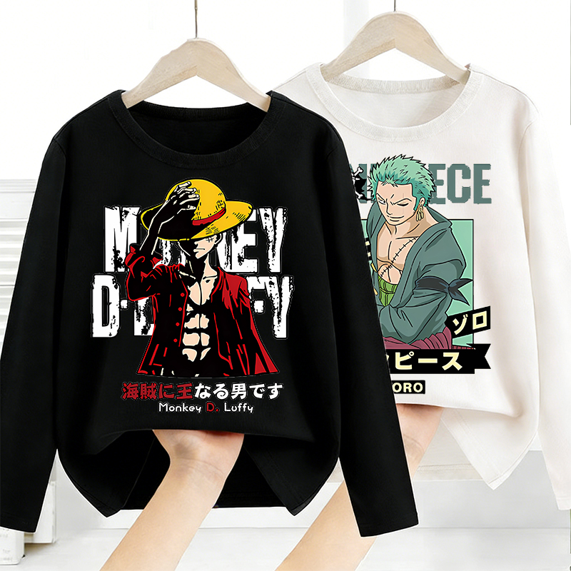 Base Layer Top - ワンピース長袖アニメプリントトップスベースレイヤーシャツ少年少女 Tシャツファッションプルオーバー子供 Tシャツ春秋服