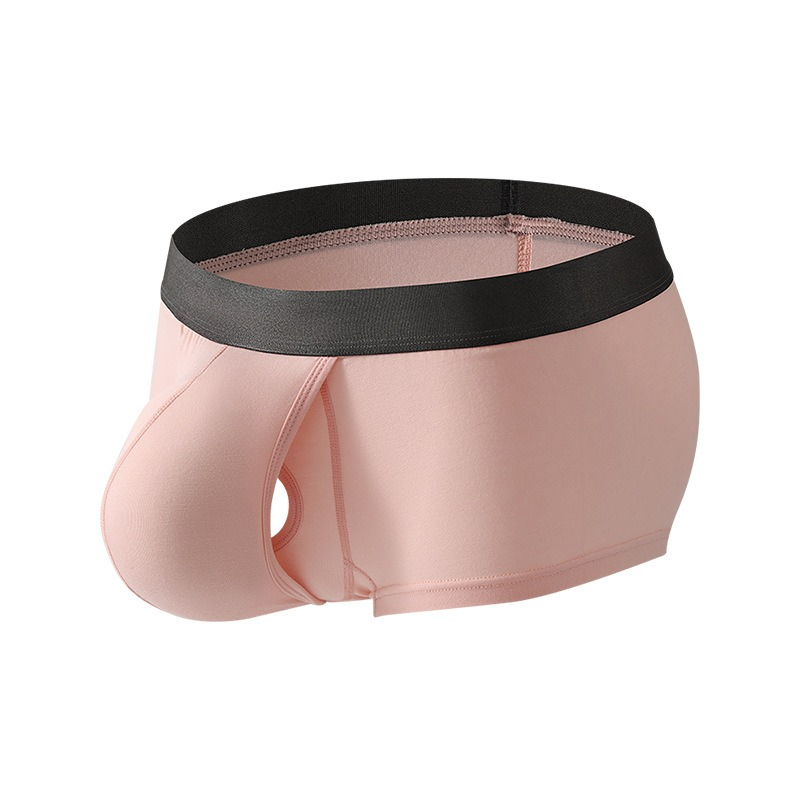 Bamboo Fiber Trunk - メンズ竹繊維ボクサーパンツセパレートポーチ付き裸感快適下着ヨトゥセクシー快適通気性スポーツトランクス