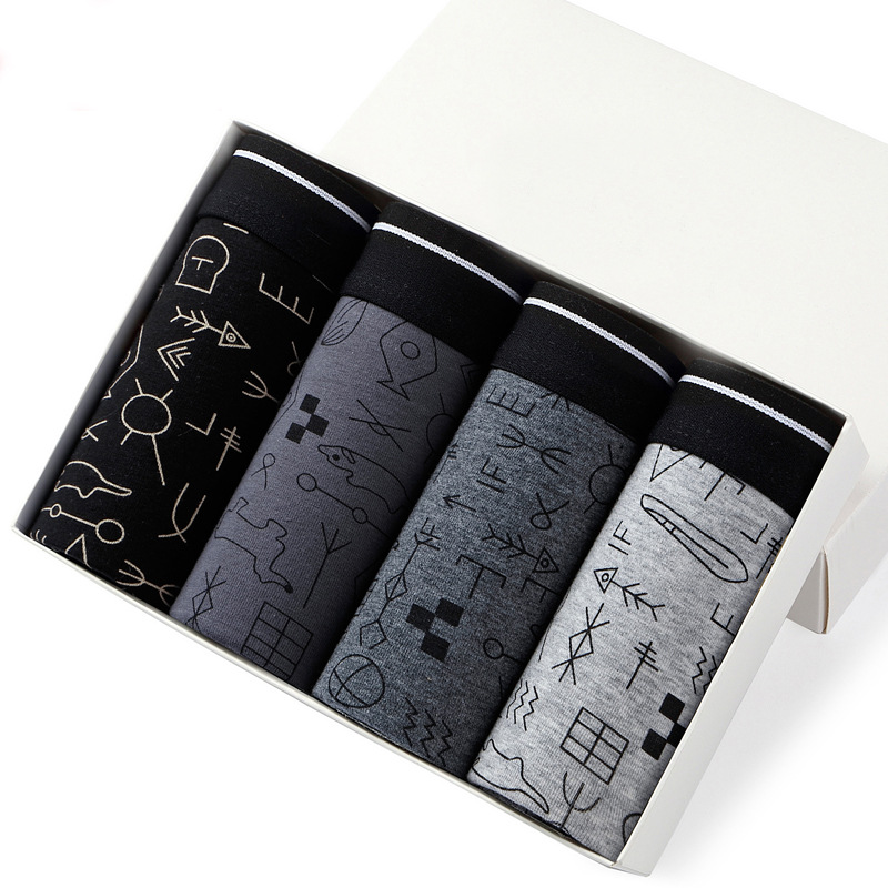 Boxer Brief Pack Cotton - 男性用のセクシーなコットン下着,通気性のあるパンツ,無地,4ユニット