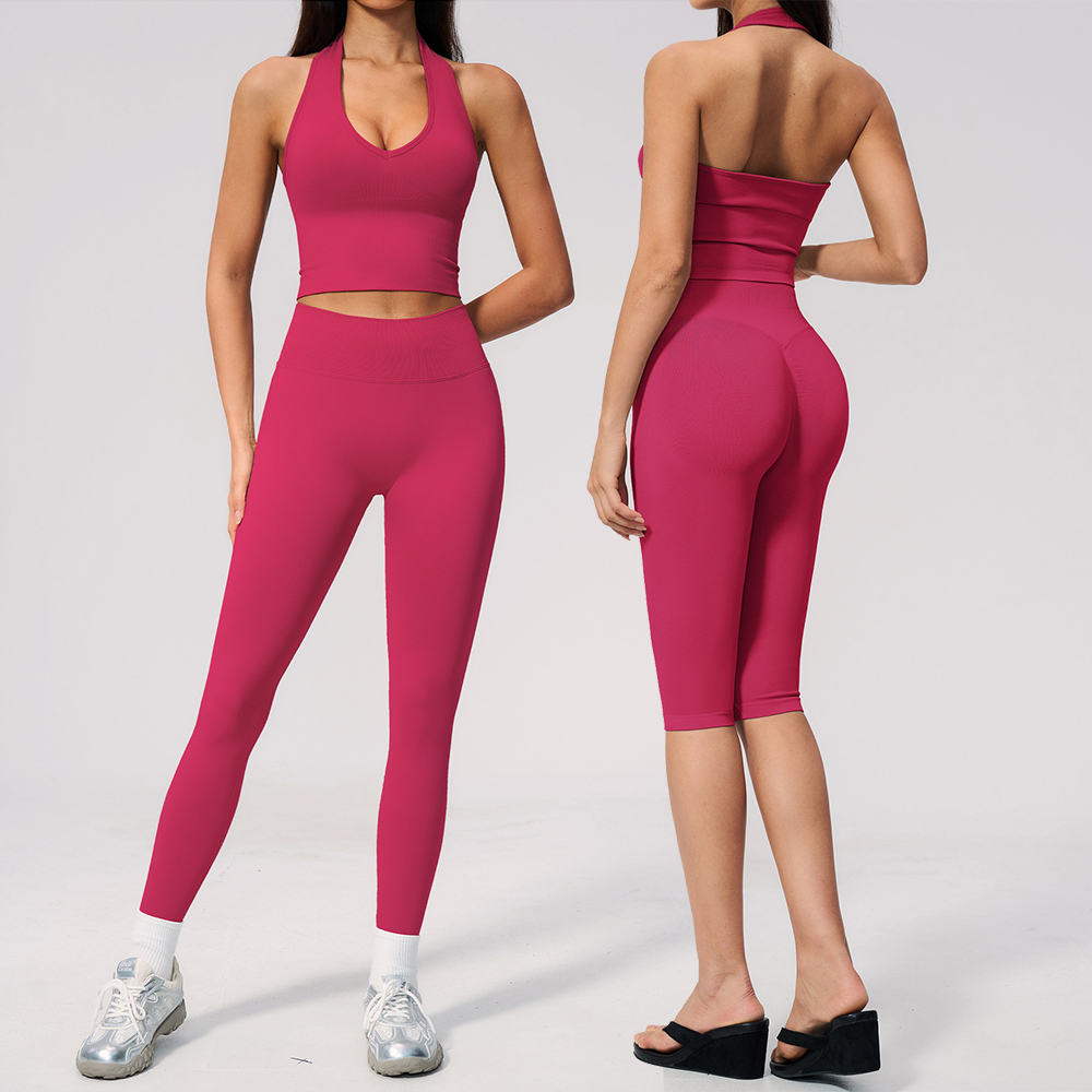 Compression Shorts Athletes - シームレスヨガスーツ 2ピース レディース アスレチックウェア スポーツブラ ハイウエストレギンス