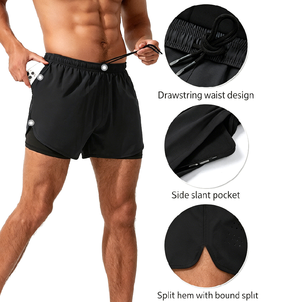Compression Shorts Athletes - 1 ピース メンズ 2 in 1