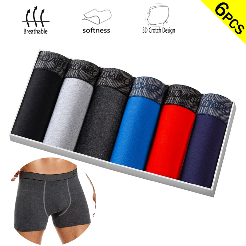 Boxer Brief Pack Cotton - 6 ピース/パックボクサーブリーフ無地メンズパンティー綿の下着男性パンツ手紙弾性ウエストバンド男 Undrewear ショーツ