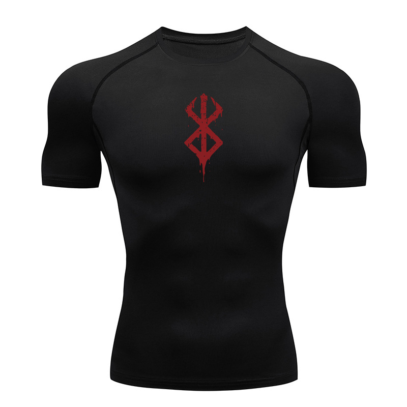 Base Layer Top - メンズプリントコンプレッションシャツ 夏用半袖ラッシュガード ジムワークアウトTシャツ アスレチック速乾ベースレイヤー アンダーシャツ トップス