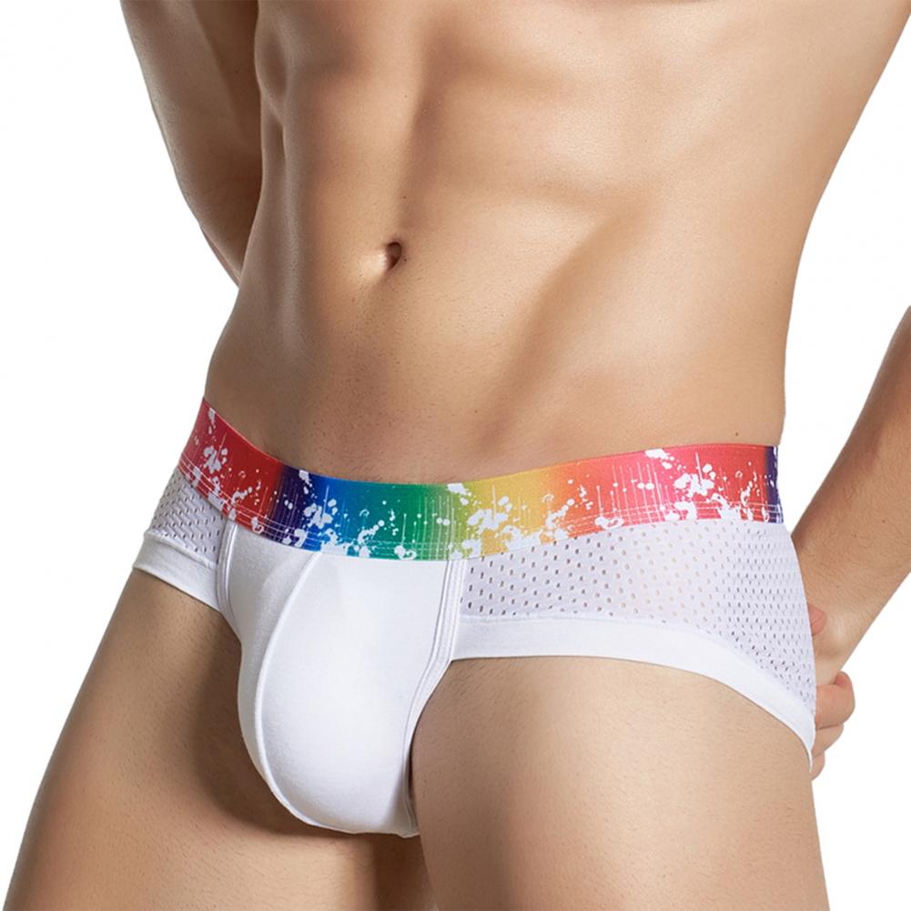 Mesh Sport Boxer - 男性ブリーフソフト通気性メッシュ生地パンティー 3D ポーチ弾性レインボーウエストバンド U-凸スポーツ下着スポーツボクサーブリーフ