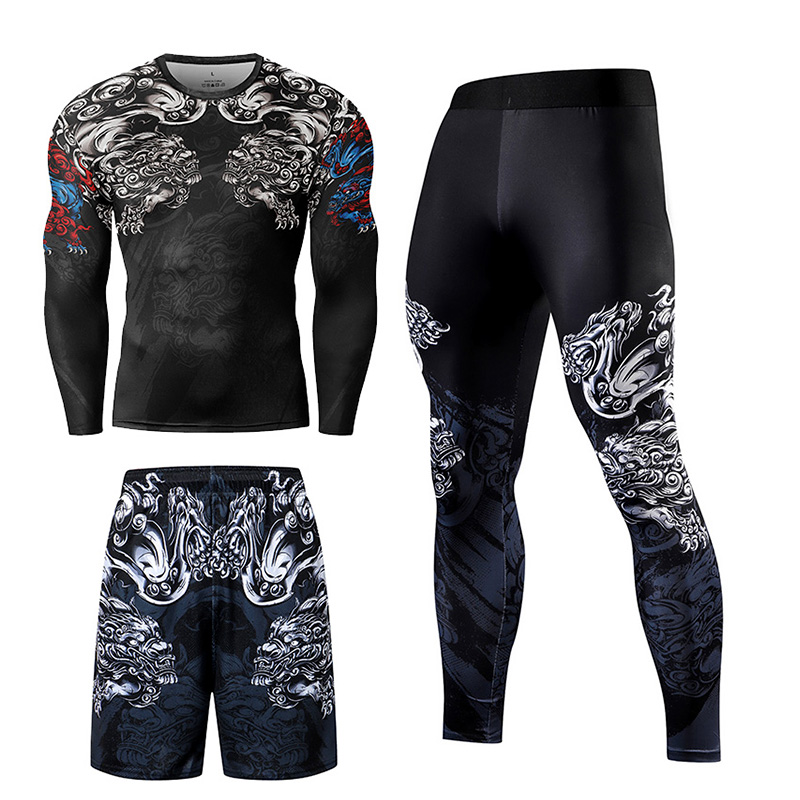 2/3 個男性柔術トラックスーツ圧縮セットスポーツウェアジム - Compression Long Pant のレビューと価格