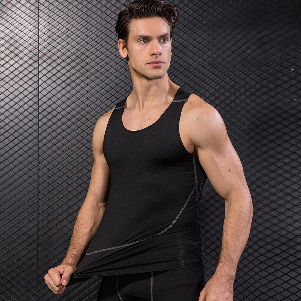 メンズブラックスポーツベスト,タイトタンク,ベースレイヤー, - Base Layer Top のレビューと価格