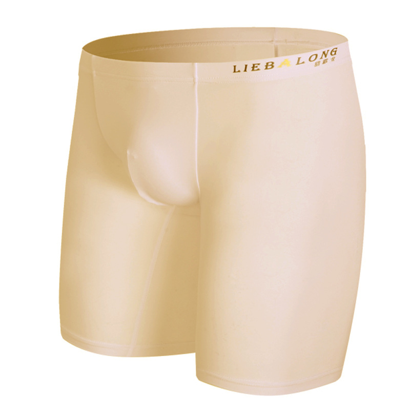 男性用の通気性のあるシルクボクサーショーツ,耐摩耗性の下着, - Long Leg Trunk Men のレビューと価格
