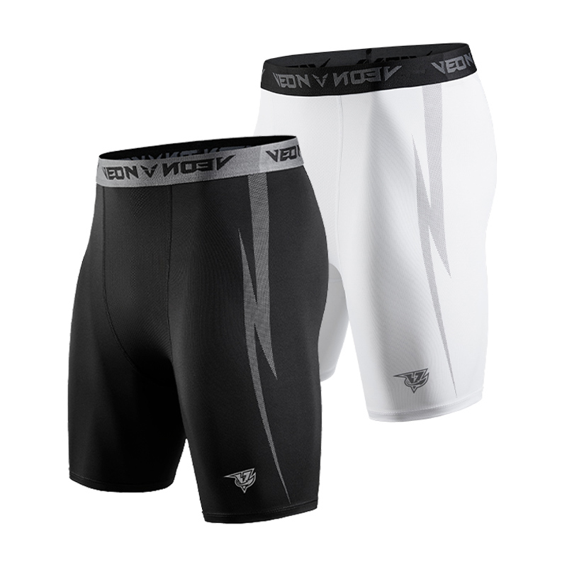 ブラック圧縮ショーツ男性スパンデックススポーツショーツアスレ - Compression Shorts Athletes のレビューと価格