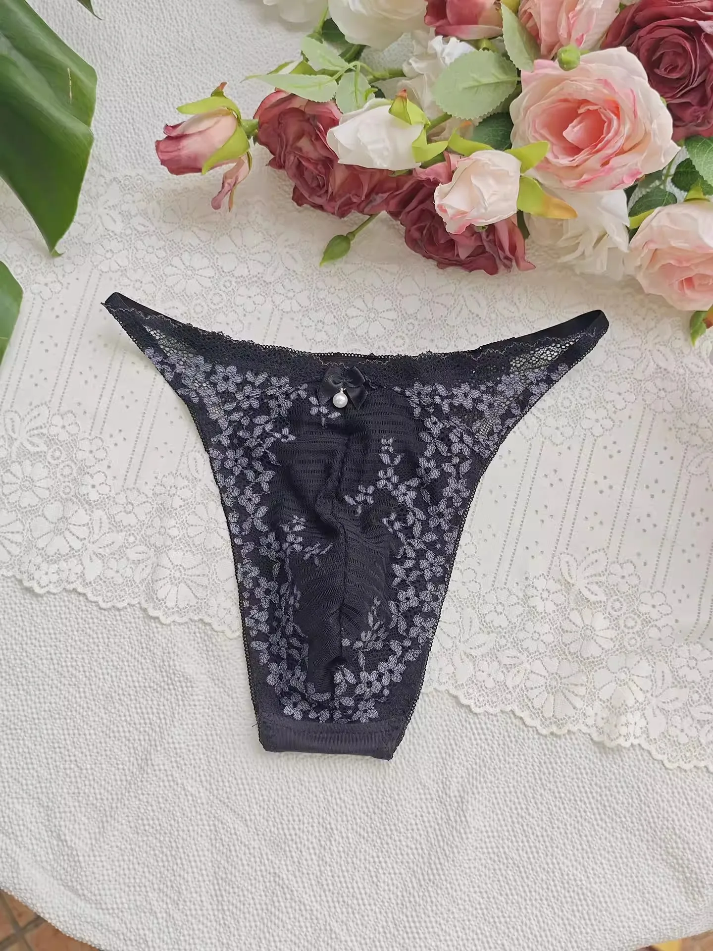 ブラックレースマンズTブリーフ刺繍ハンドメイドブルーピンクB - Boxer Brief Pack Cotton のレビューと価格