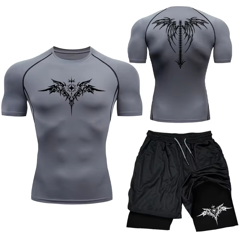 新しいメンズ MMA コンプレッション アスレチック セット - Compression Shorts Athletes のレビューと価格